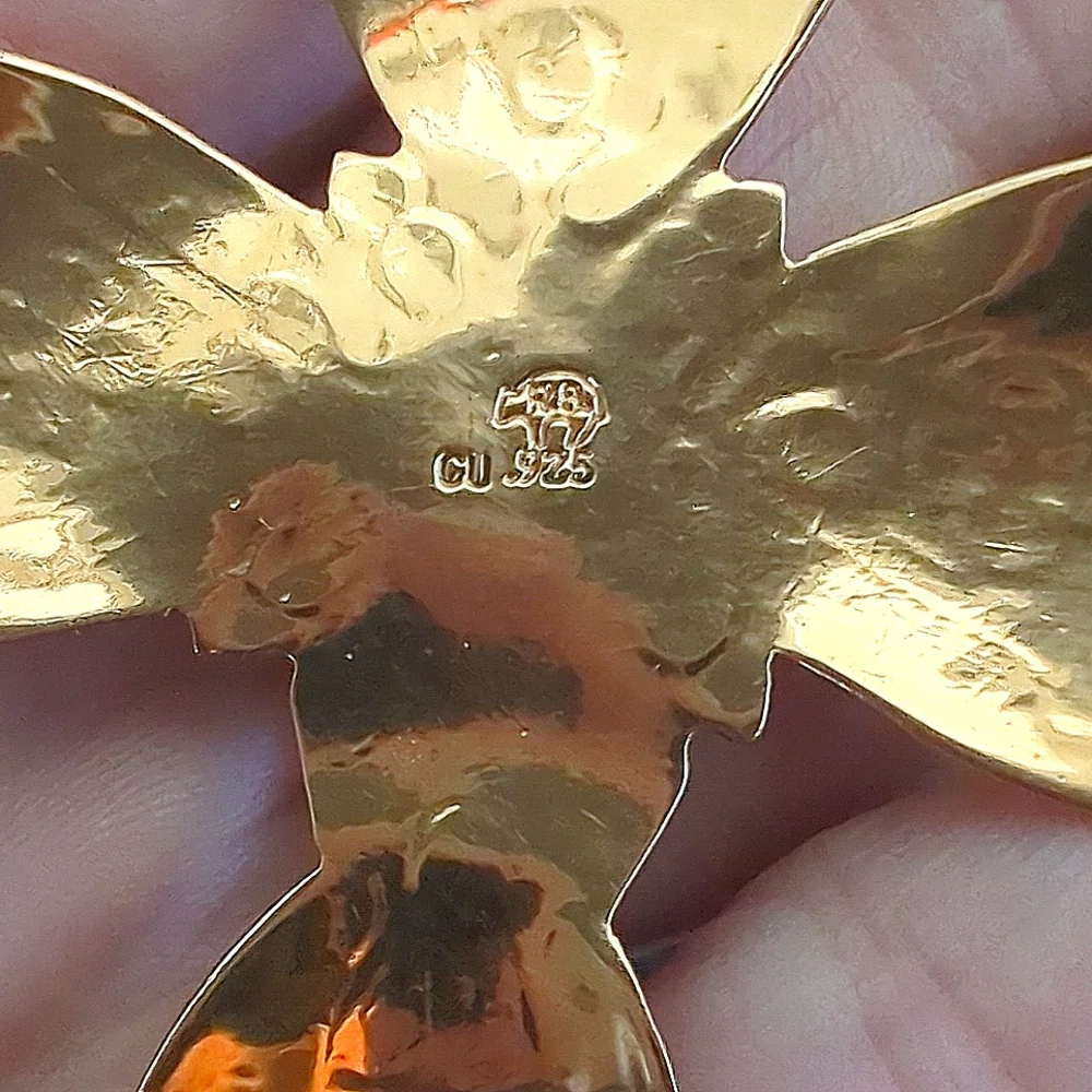 Running Bear Navajo Copper And Spiney Oyster Embossed Stamped Cross Pendant - Picture 4 of 9